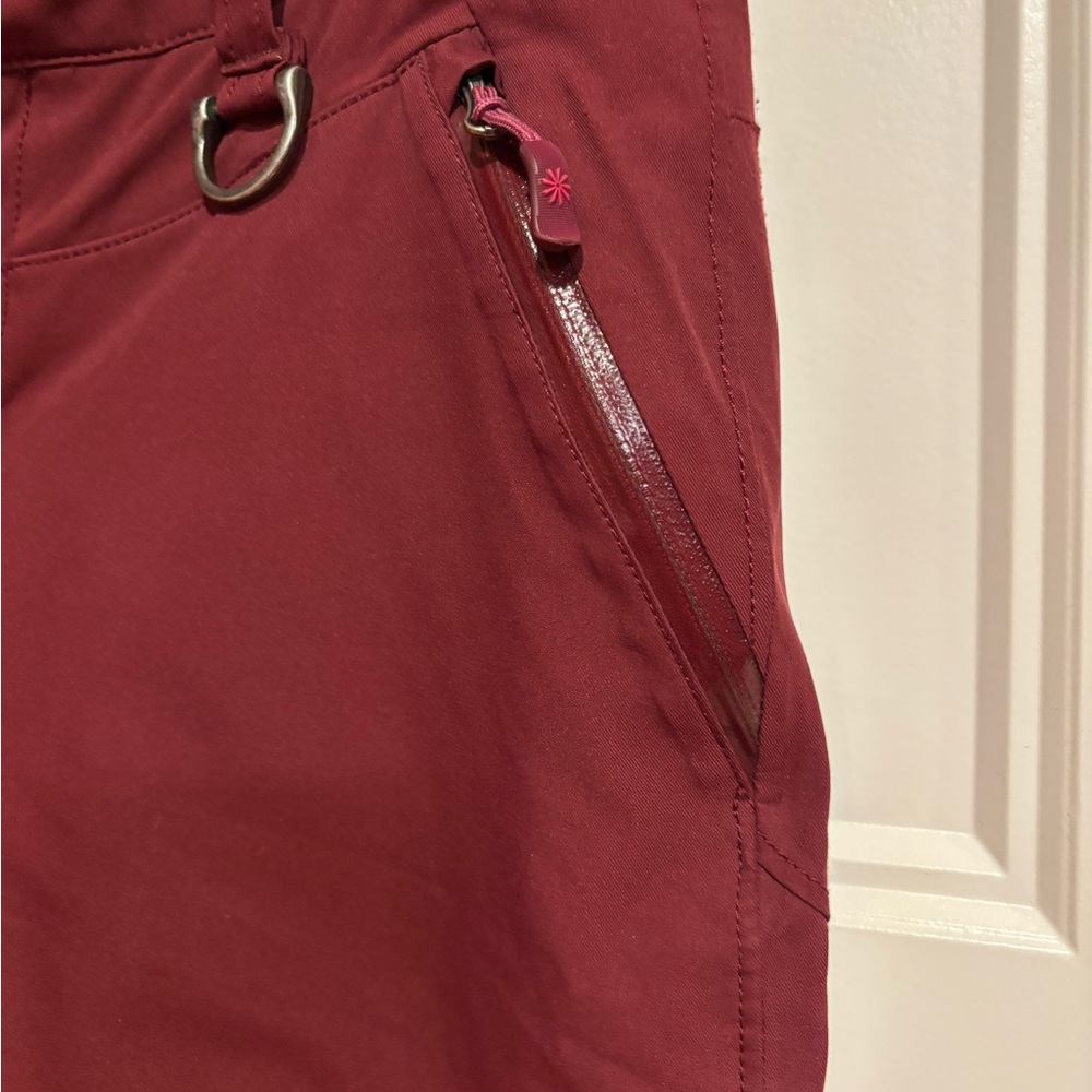 Athleta Women’s Deep Red Ski Pants with Black Accents - Picture 3 of 8